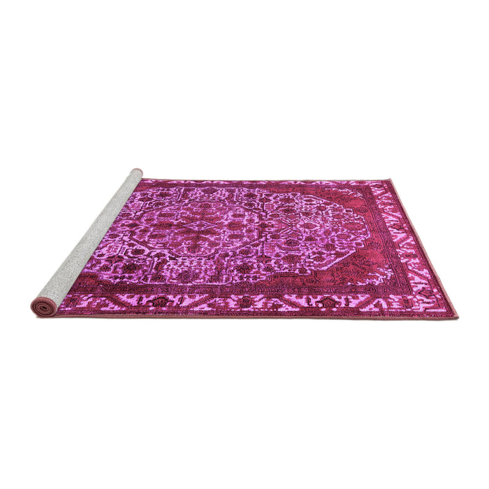 Sideview of Machine Washable Oriental Pink Industrial Rug, wshurb2986pnk