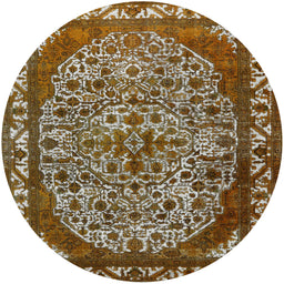 Round Machine Washable Industrial Modern Brown Rug, wshurb2986