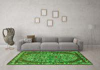 Machine Washable Oriental Green Industrial Rug, wshurb2986grn