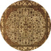 Round Machine Washable Oriental Brown Industrial Rug, wshurb2986brn