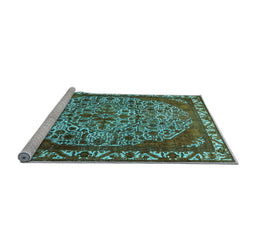 Sideview of Machine Washable Oriental Light Blue Industrial Rug, wshurb2986lblu