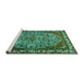 Sideview of Machine Washable Oriental Turquoise Industrial Area Rugs, wshurb2986turq