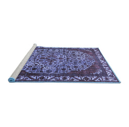 Sideview of Machine Washable Oriental Blue Industrial Rug, wshurb2986blu