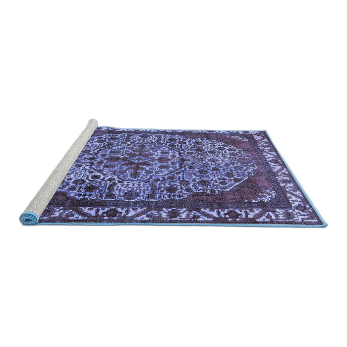 Sideview of Machine Washable Oriental Blue Industrial Rug, wshurb2986blu