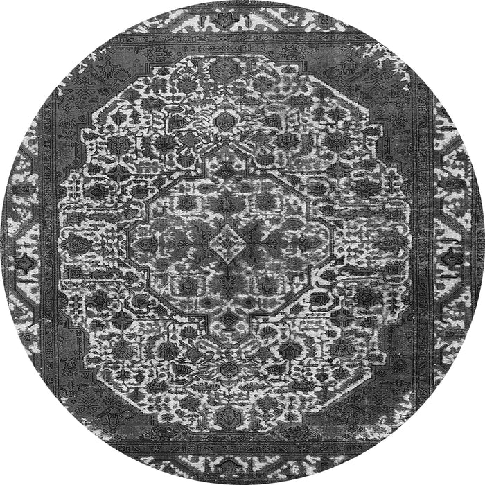 Round Machine Washable Oriental Gray Industrial Rug, wshurb2986gry