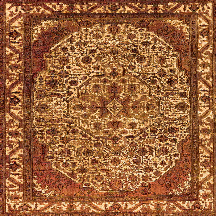 Square Machine Washable Oriental Orange Industrial Area Rugs, wshurb2986org