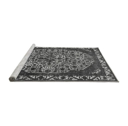Sideview of Machine Washable Oriental Gray Industrial Rug, wshurb2986gry