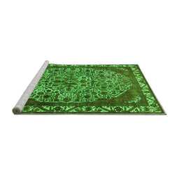 Sideview of Machine Washable Oriental Green Industrial Area Rugs, wshurb2986grn