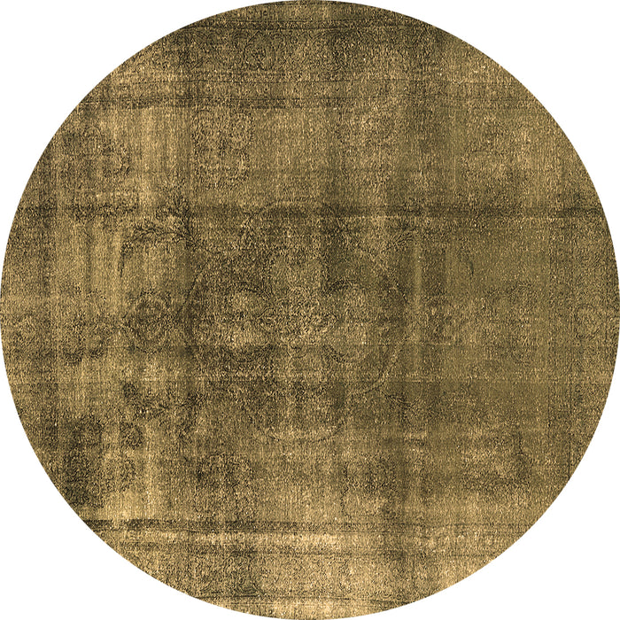 Round Oriental Brown Industrial Rug, urb2987brn