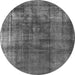 Round Oriental Gray Industrial Rug, urb2987gry