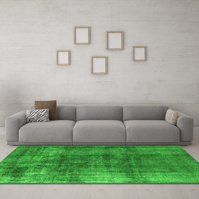 Machine Washable Oriental Green Industrial Area Rugs in a Living Room,, wshurb2987grn