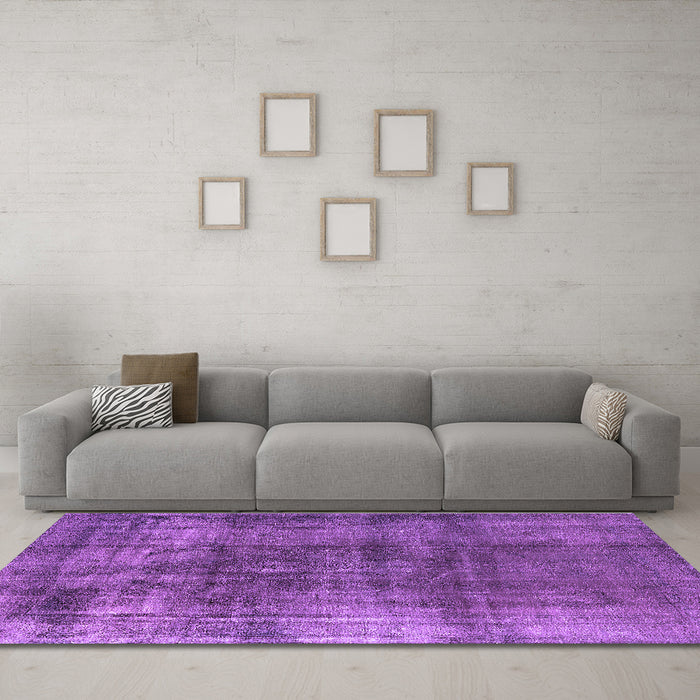 Machine Washable Oriental Purple Industrial Area Rugs in a Living Room, wshurb2987pur
