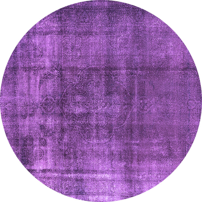 Round Machine Washable Oriental Purple Industrial Area Rugs, wshurb2987pur