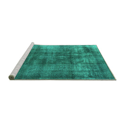 Sideview of Machine Washable Oriental Turquoise Industrial Area Rugs, wshurb2987turq