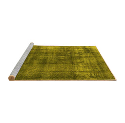 Sideview of Machine Washable Oriental Yellow Industrial Rug, wshurb2987yw