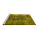 Sideview of Machine Washable Oriental Yellow Industrial Rug, wshurb2987yw