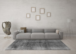 Machine Washable Oriental Gray Industrial Rug in a Living Room,, wshurb2987gry