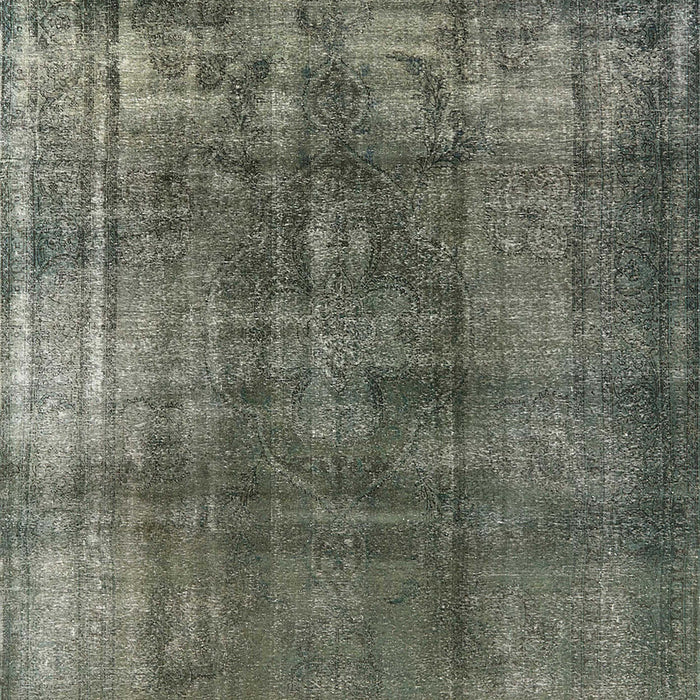 Mid-Century Modern Dark Olive Green Oriental Rug, urb2987