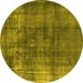 Round Oriental Yellow Industrial Rug, urb2987yw