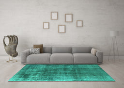 Machine Washable Oriental Turquoise Industrial Area Rugs in a Living Room,, wshurb2987turq
