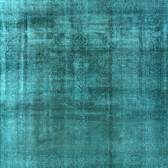 Square Machine Washable Oriental Light Blue Industrial Rug, wshurb2987lblu