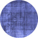 Round Oriental Blue Industrial Rug, urb2987blu