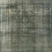 Square Mid-Century Modern Dark Olive Green Oriental Rug, urb2987