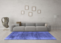 Machine Washable Oriental Blue Industrial Rug in a Living Room, wshurb2987blu