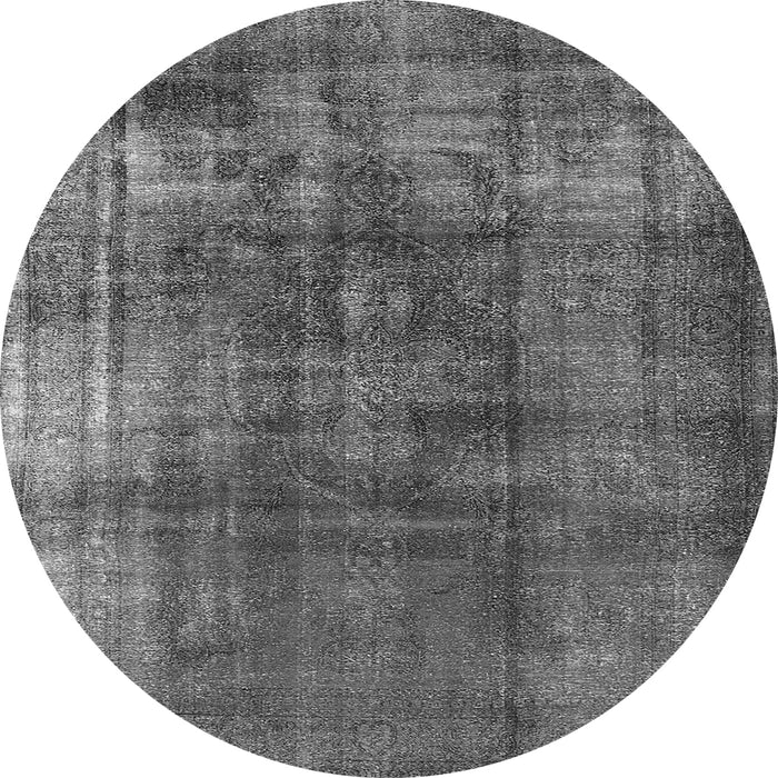 Round Machine Washable Oriental Gray Industrial Rug, wshurb2987gry