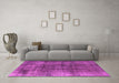 Machine Washable Oriental Pink Industrial Rug in a Living Room, wshurb2987pnk