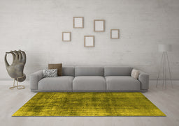 Machine Washable Oriental Yellow Industrial Rug in a Living Room, wshurb2987yw