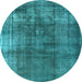 Round Oriental Light Blue Industrial Rug, urb2987lblu