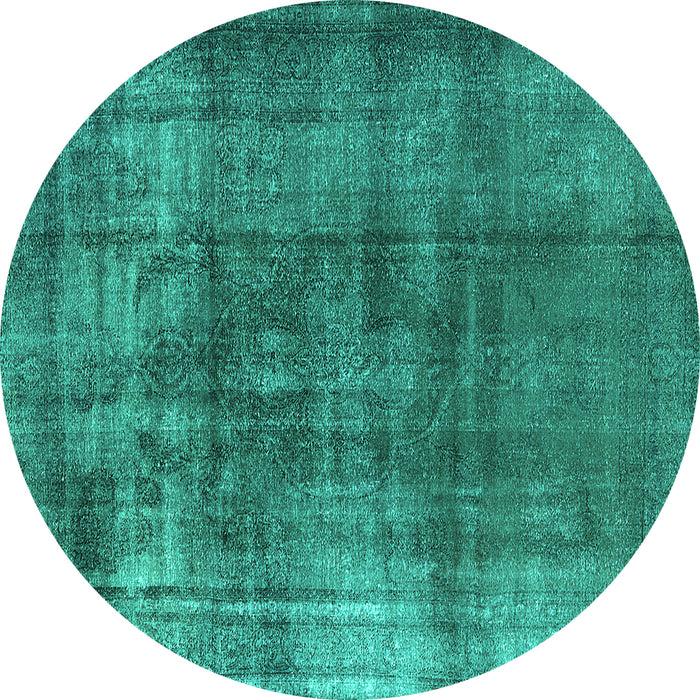 Round Machine Washable Oriental Turquoise Industrial Area Rugs, wshurb2987turq