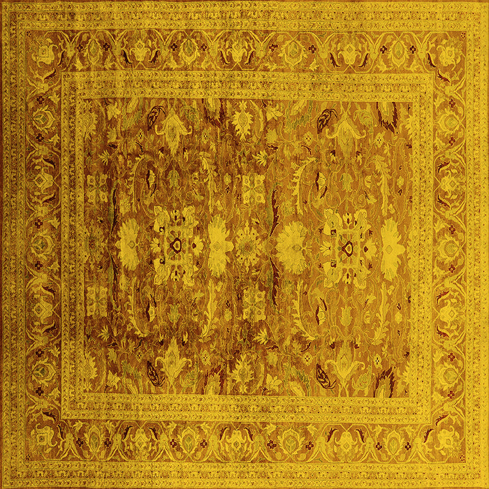 Square Oriental Yellow Traditional Rug, urb2988yw