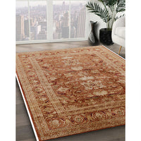Mid-Century Modern Mahogany Brown Oriental Rug, urb2988