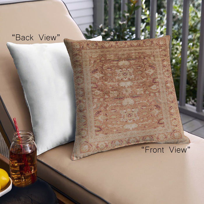 Front View of Mid-Century Modern Urban Square Mahogany Brown Throw Pillow, 18 inch by 18 inch, pwurb2988
