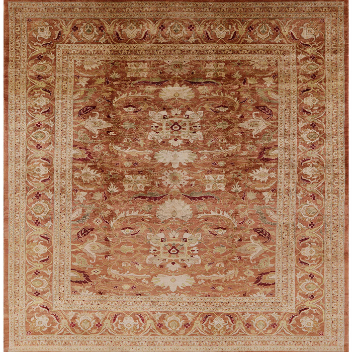 Square Mid-Century Modern Mahogany Brown Oriental Rug, urb2988