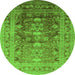 Round Oriental Green Traditional Rug, urb2988grn
