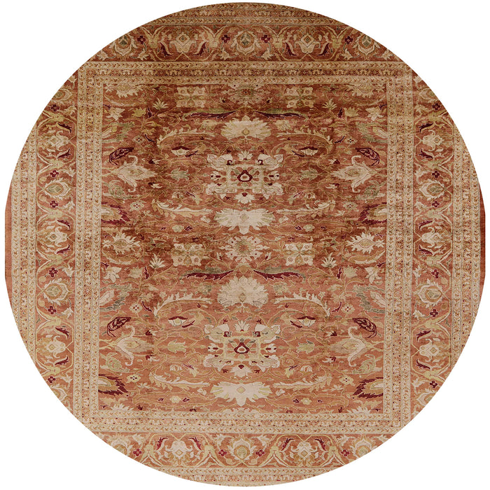 Round Mid-Century Modern Mahogany Brown Oriental Rug, urb2988