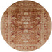 Round Mid-Century Modern Mahogany Brown Oriental Rug, urb2988