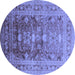 Round Oriental Blue Traditional Rug, urb2988blu