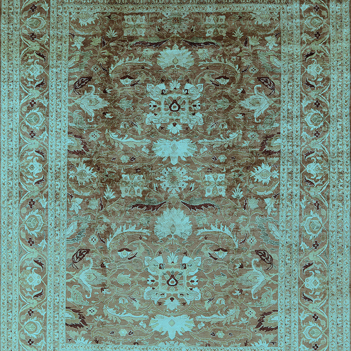 Machine Washable Oriental Light Blue Traditional Rug, wshurb2988lblu