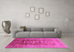 Machine Washable Oriental Pink Traditional Rug in a Living Room, wshurb2988pnk