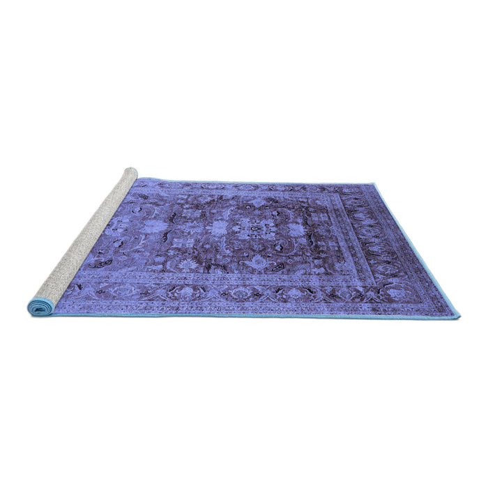 Sideview of Machine Washable Oriental Blue Traditional Rug, wshurb2988blu