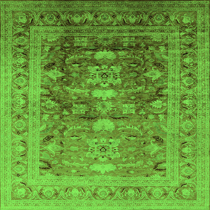 Square Oriental Green Traditional Rug, urb2988grn