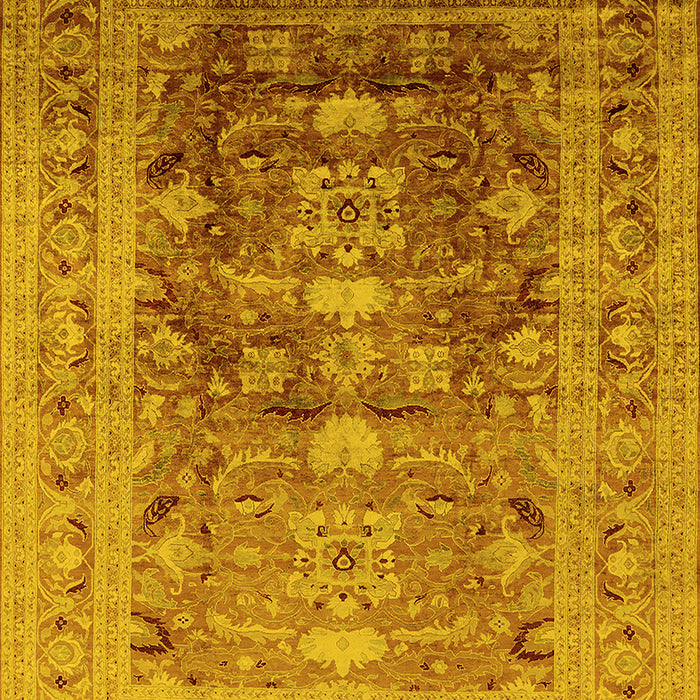 Machine Washable Oriental Yellow Traditional Rug, wshurb2988yw