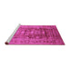 Sideview of Machine Washable Oriental Pink Traditional Rug, wshurb2988pnk