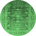 Round Oriental Emerald Green Traditional Rug, urb2988emgrn