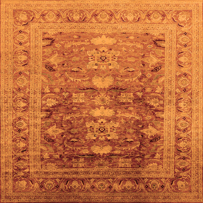 Square Machine Washable Oriental Orange Traditional Area Rugs, wshurb2988org