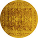 Round Oriental Yellow Traditional Rug, urb2988yw
